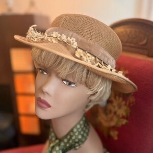 Vintage Summer Chapeau with Silk Flowers, from England